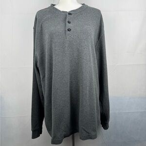 LL Bean Shirt Mens XL Gray Henley Unshrinkable Mini Waffle Knit Traditional Fit